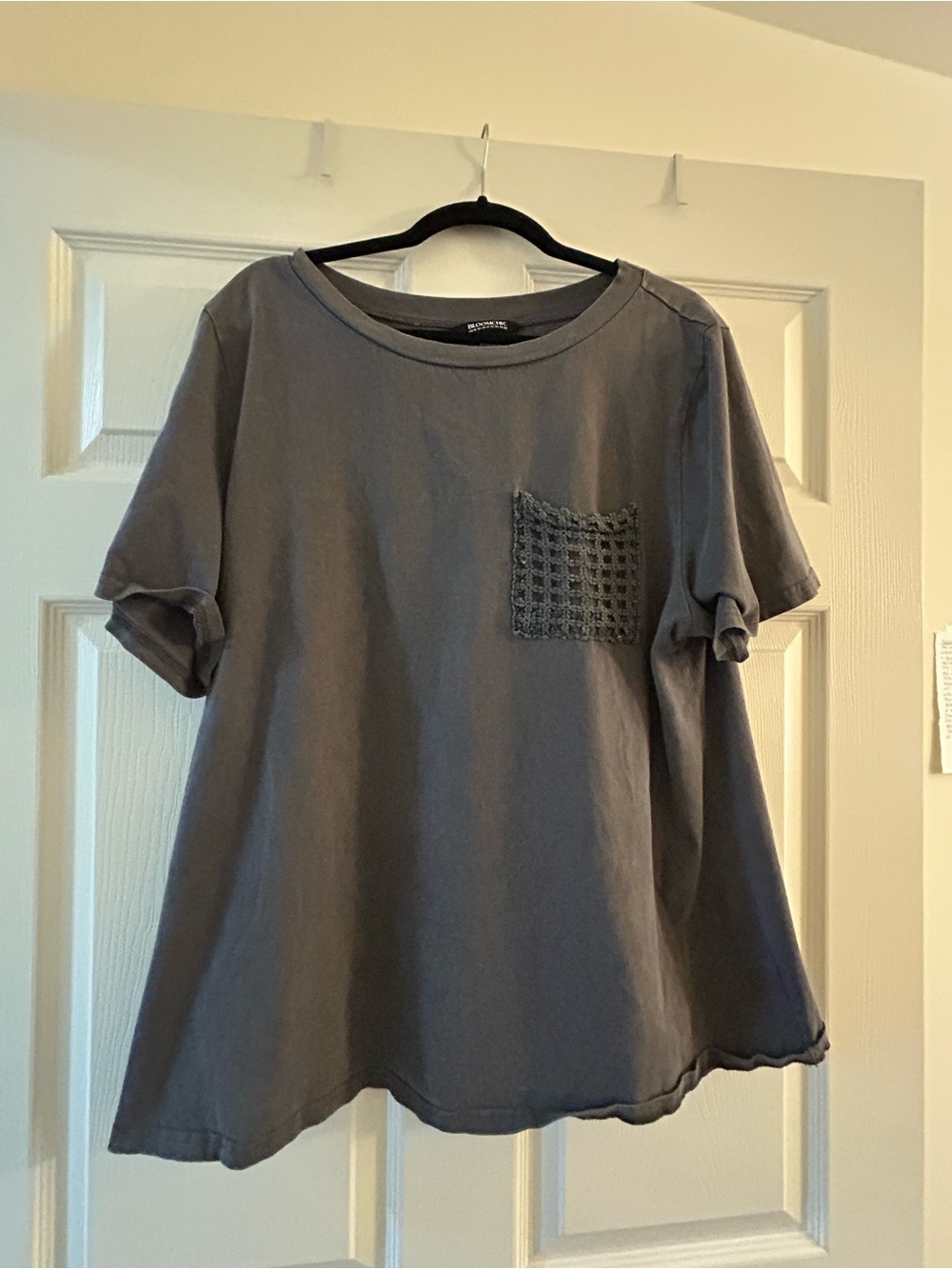 BloomChic Washed Gray Short Sleeve Pocket Tee